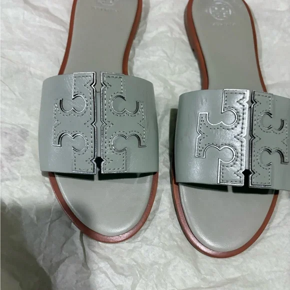 Tory Burch Light Gray Slide Sandals - Picture 7 of 11